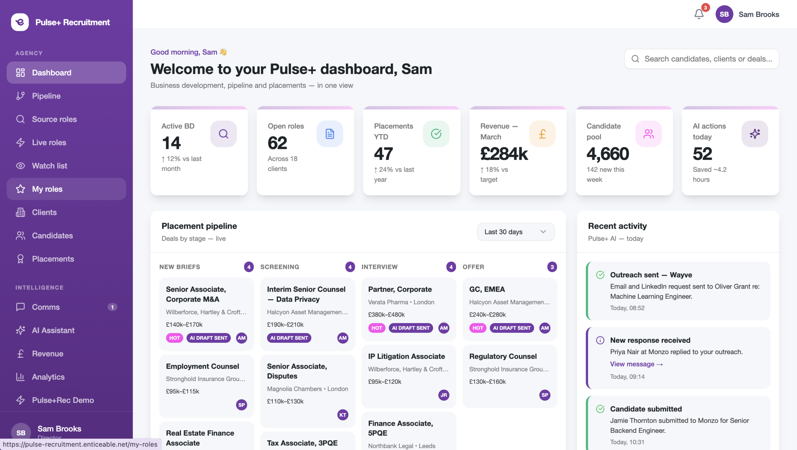 Pulse+ dashboard - live oversight across the commercial stack