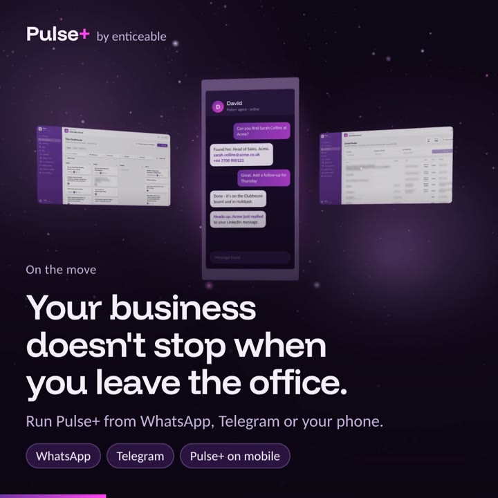 Still from the Pulse+ film Your business doesn't stop when you leave the office